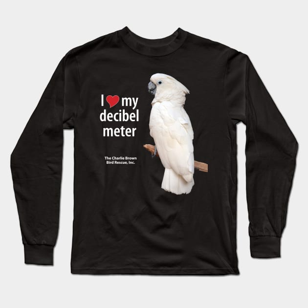 CB Moluccan Cockatoo Decibel Meter Long Sleeve T-Shirt by Just Winging It Designs